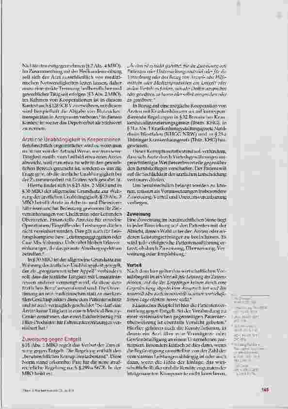 Vorschauseite 2: Empfehlungen in der Ärzteschaft/ den Heilberufen und hieraus resultierende Probleme im Recht