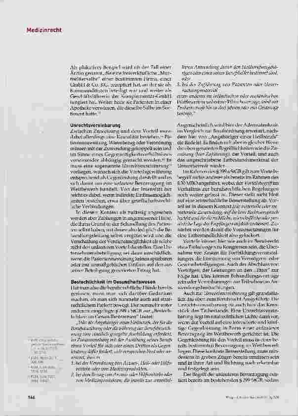 Vorschauseite 3: Empfehlungen in der Ärzteschaft/ den Heilberufen und hieraus resultierende Probleme im Recht