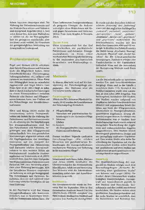 Vorschauseite 3: Das Erleben von Fixierung und Isolierung in der Akutpsychiatrie aus Sicht der Patientinnen und Patienten - Ein qualitativer und systematischer Literaturreview