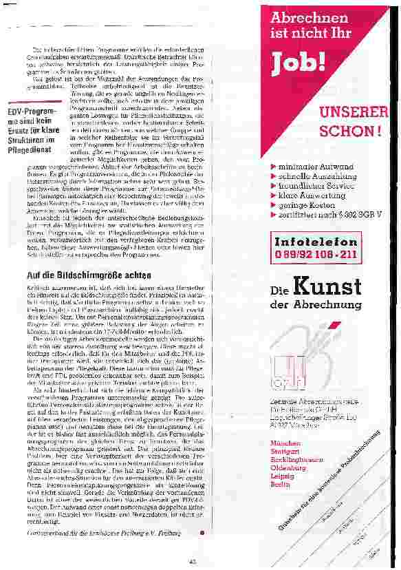 Vorschauseite 4: Nicht den Betrieb, sondern die EDV anpassen EDV-Systeme für Pflegedienste: Anforderungen an die Software allgemein, die Anbieter und die Personaleinsatzplanung