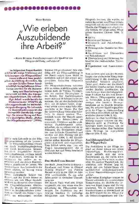 Vorschauseite 1: Wie erleben Auszubildende ihre Arbeit? Kann Benners Forschungsansatz die Pflegeausbildung qualitätiv verbessern?