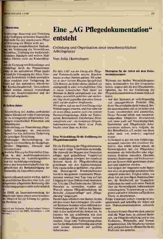 Vorschauseite 1: Eine AG Pflegedokumentation entsteht Gründung und organisation einer innerbetrieblichen Arbeitsgruppe