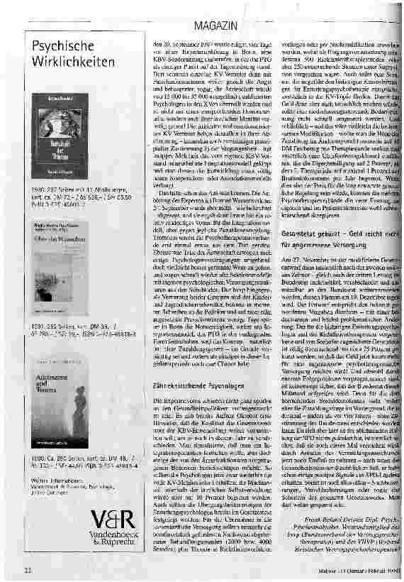 Vorschauseite 2: Verbesserungen - Verschlechterungen - Scheitern? Kommt das Psychotherapeutengesetz jetzt tatsächlich?