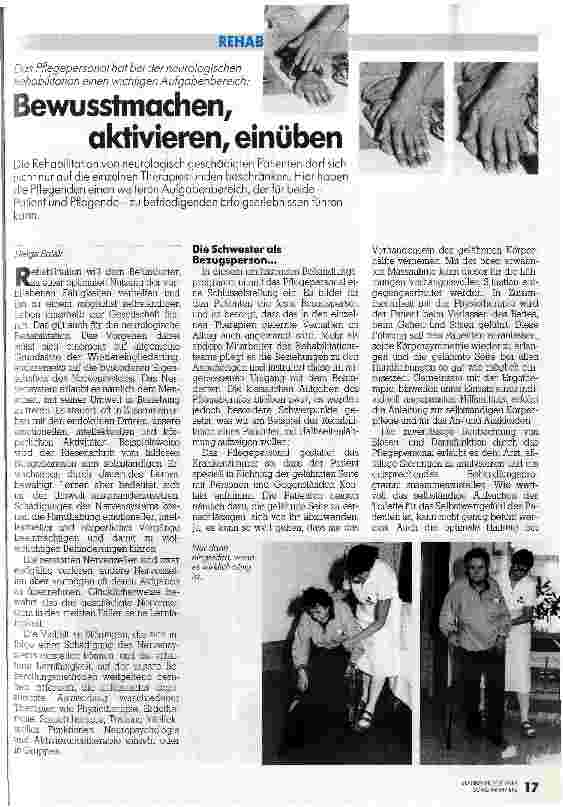 Vorschauseite 1: Bewusstmachen, aktivieren, einüben Rehabilitation von neurologisch geschädigten Patienten