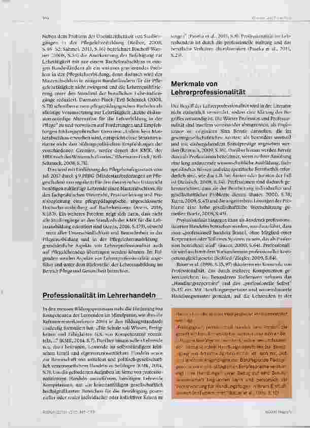 Vorschauseite 2: Professionalität von Lehrenden in den Pflegeund Gesundheitsbemfen Ein Blick auf Gemeinsamkeiten und Unterschiede in der Lehrerausbildung