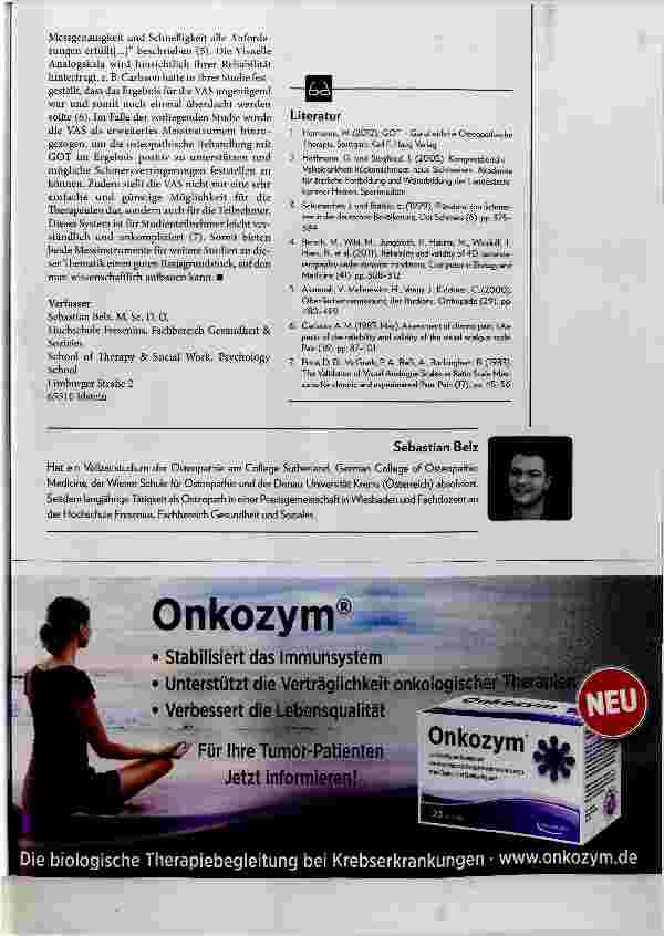 Vorschauseite 3: Auswirkungen des General Osteopathie Treatments auf die Körperstatik Gemessen mit Rasterstereografie
