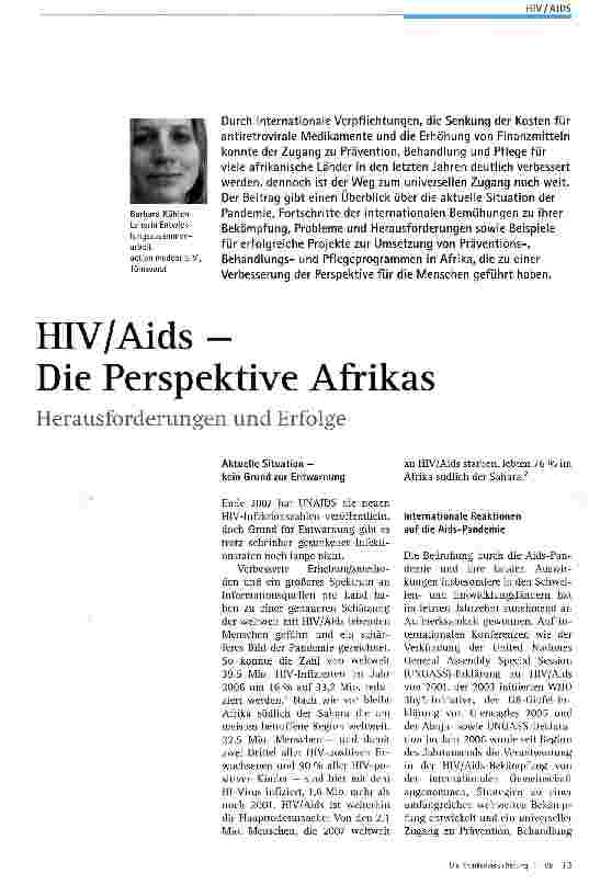 Vorschauseite 1: HIV/Aids - Die Perspektive Afrikas