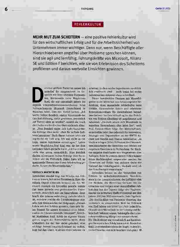 Vorschauseite 1: MEHR MUT ZUM SCHEITERN