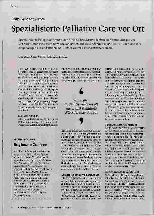 Vorschauseite 1: Spezialisierte Palliative Care vor Ort