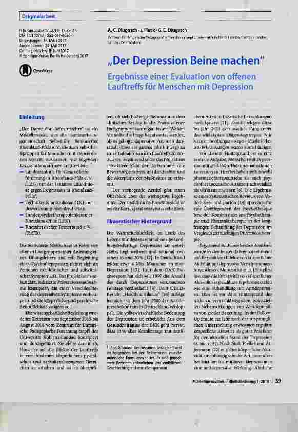 Vorschauseite 1: „Der Depression Beine machen