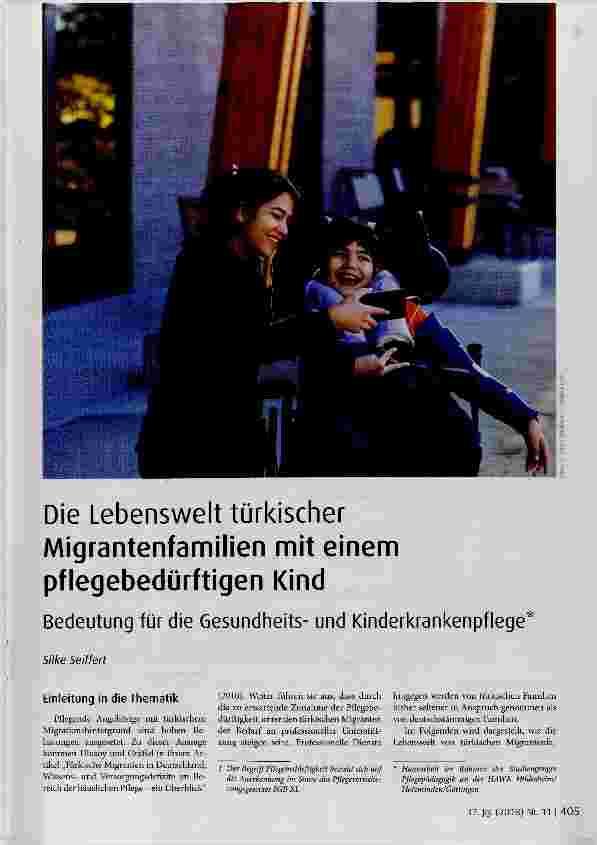 Vorschauseite 1: Die Lebenswelt türkischer Migrantenfamilien mit einem pflegebedürftigen Kind