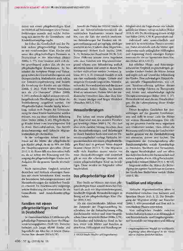 Vorschauseite 2: Die Lebenswelt türkischer Migrantenfamilien mit einem pflegebedürftigen Kind