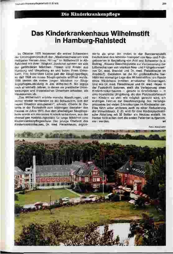 Vorschauseite 1: Das Kinderkrankenhaus Wilhelmstift in Hamburg-Rahlstedt