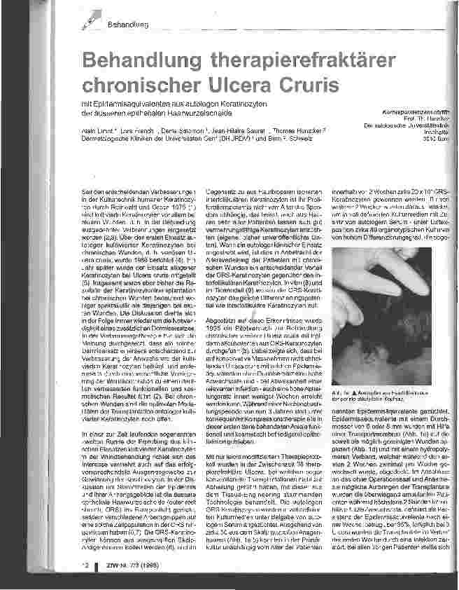 Vorschauseite 1: Behandlung therapierefraktärer chronischer Ulcera Cruris