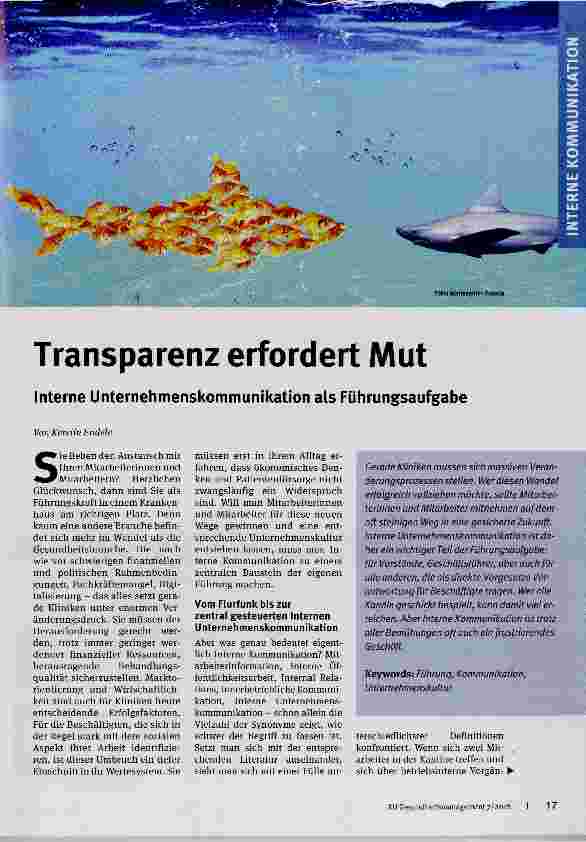 Vorschauseite 1: Transparenz erfordert Mut