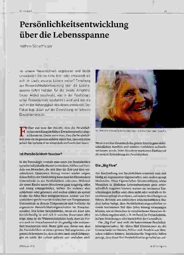 Vorschauseite 1: Persönlichkeitsentwicklung über die Lebensspanne