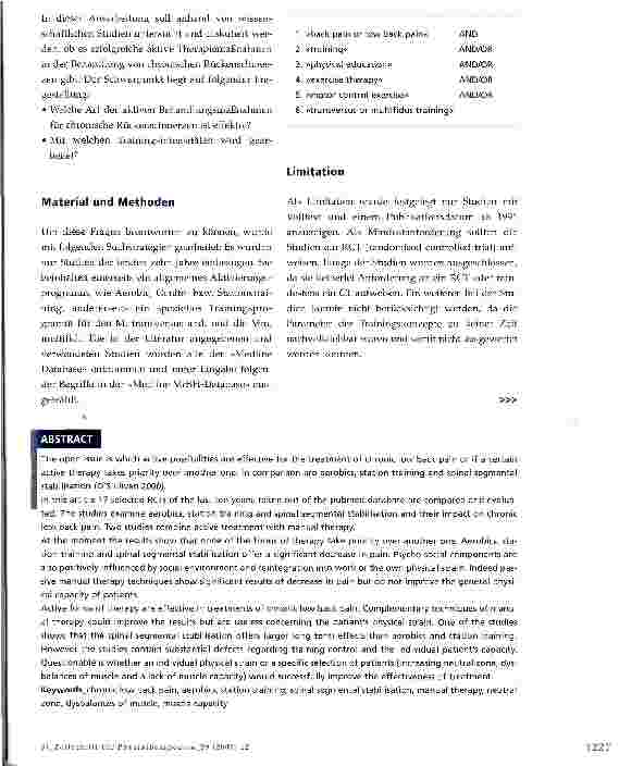 Vorschauseite 2: Evidenz und Behandlungsstrategien konservativer Behandlung bei lumbalem Rückenschmerz