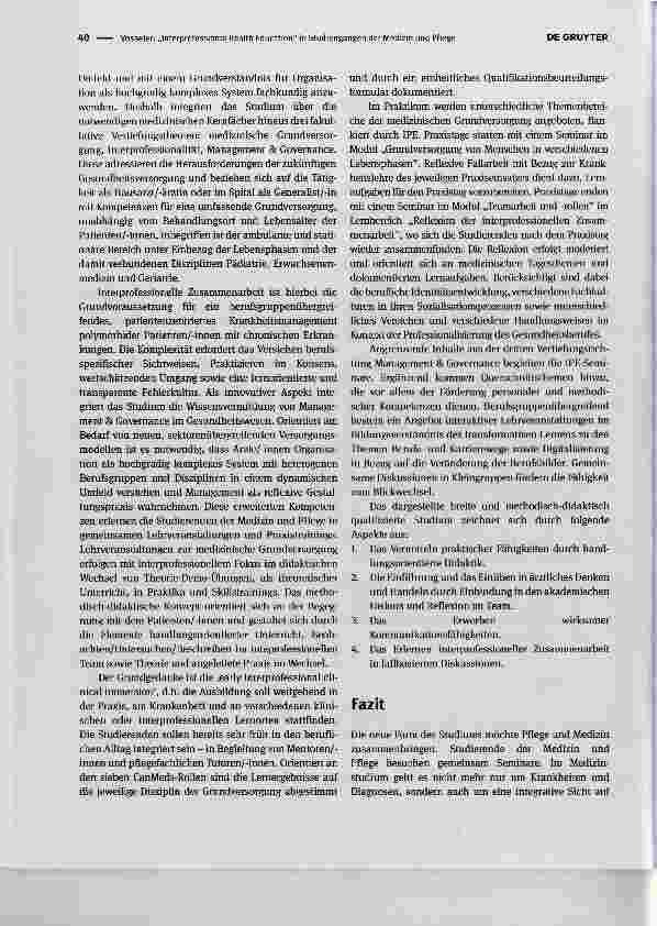 Vorschauseite 2: „Interprofessional Health Education in Studiengängen der Medizin und Pflege:Ein Schweizer Modell
