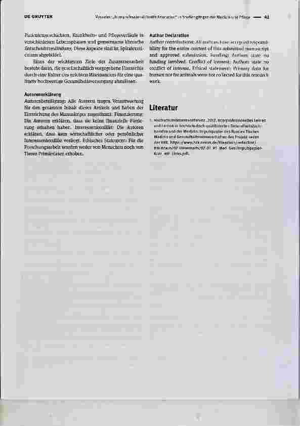 Vorschauseite 3: „Interprofessional Health Education in Studiengängen der Medizin und Pflege:Ein Schweizer Modell