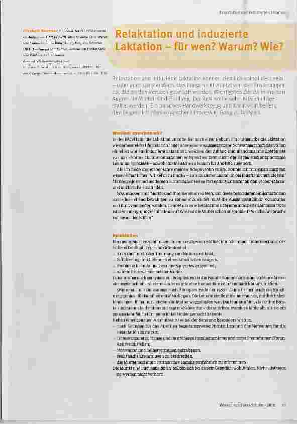 Vorschauseite 1: Relaktation und induzierte Laktation für wen? Warum? Wie?