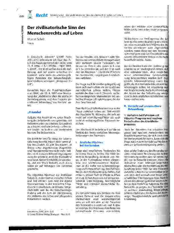 Vorschauseite 1: Der zivilisatorische Sinn des Menschenrechts auf Leben