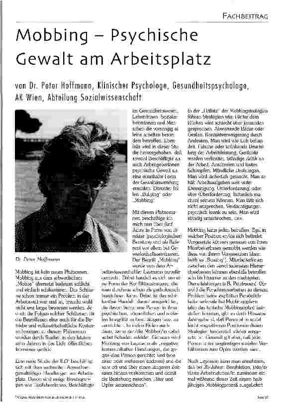 Vorschauseite 1: Mobbing - Psychische Gewalt am Arbeitsplatz