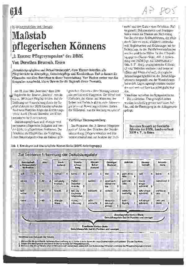 Vorschauseite 1: Dekubitusprophylaxe und -therapie Maßstab pflegerischen Könnens /// 3. Essener Pflegesymposion des DBfK