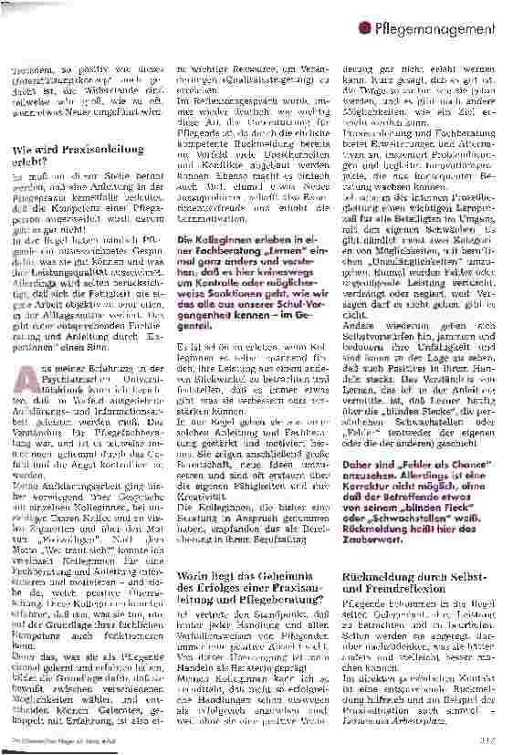 Vorschauseite 2: Interne Prozeßbegleitung, Pflegefachberatung und Anleitung in der Praxis Ein Angebot nur für Anfänger?