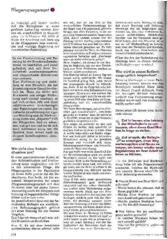 Vorschauseite 3: Interne Prozeßbegleitung, Pflegefachberatung und Anleitung in der Praxis Ein Angebot nur für Anfänger?