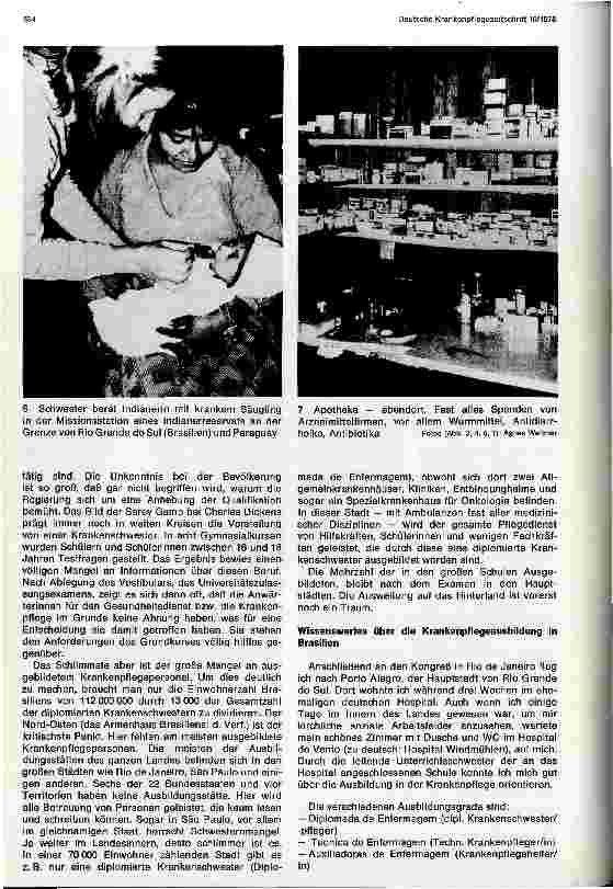 Vorschauseite 3: Krankenpflege in Brasilien Südamerikanischer Krankenpflegekongreß in Rio de Janeiro 1976