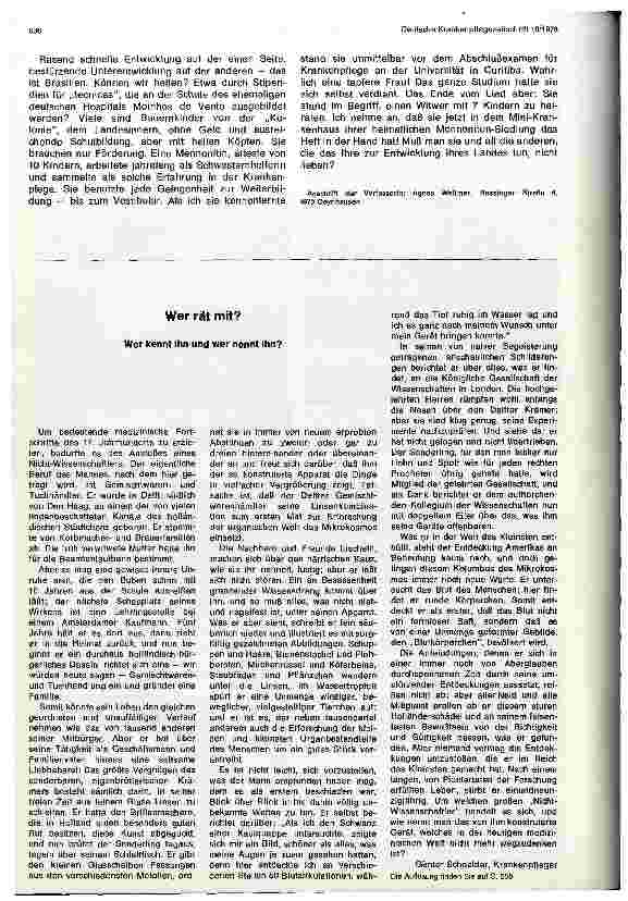 Vorschauseite 5: Krankenpflege in Brasilien Südamerikanischer Krankenpflegekongreß in Rio de Janeiro 1976