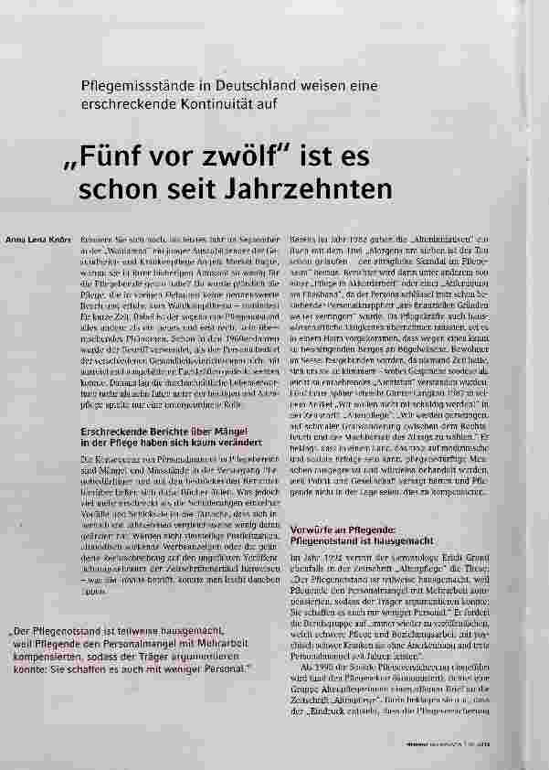 Vorschauseite 1: „Fünf vor zwölf ist es schon seit Jahrzehnten