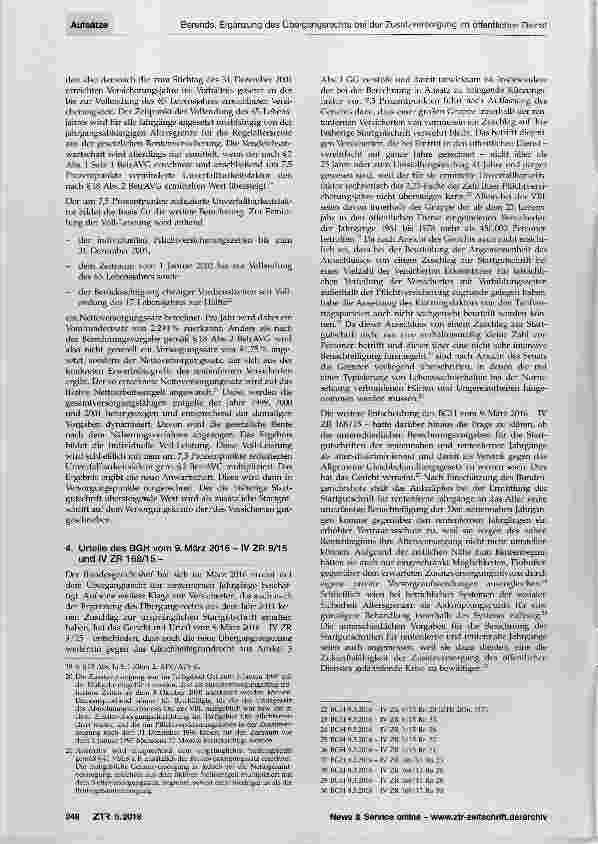Vorschauseite 3: Ergänzung des Übergangsrechts bei der Zusatzversorgung im öffentlichen Dienst
