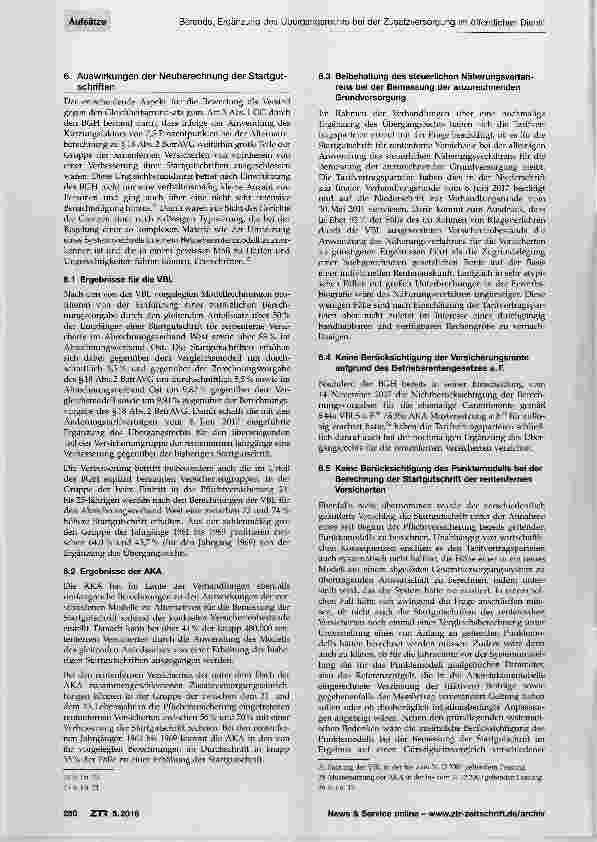 Vorschauseite 5: Ergänzung des Übergangsrechts bei der Zusatzversorgung im öffentlichen Dienst