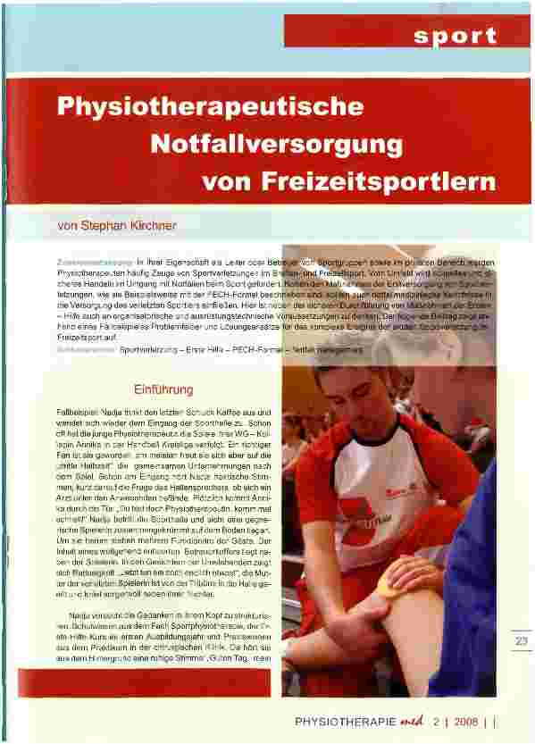 Vorschauseite 1: Physiotherapeutische Notfallversorgung von Freizeitsportlern