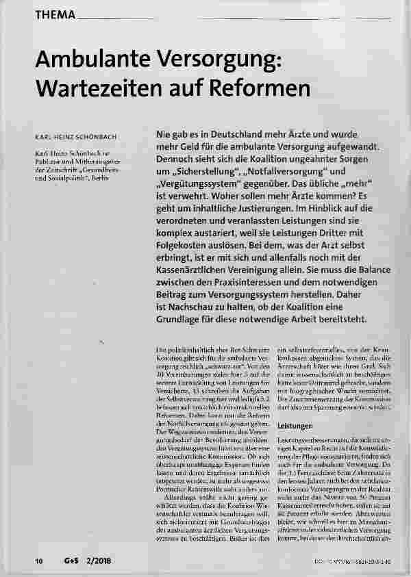 Vorschauseite 1: Ambulante Versorgung: Wartezeiten auf Reformen