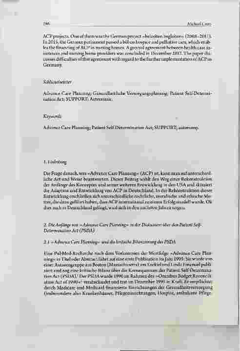 Vorschauseite 2: Von »Advance Care Planning« zur »Gesundheitlichen Versorgungsplanung« Anfänge, Entwicklungen und Adaptionen eines neuen Konzepts