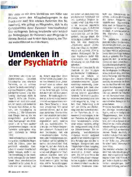 Vorschauseite 1: Umdenken in der Psychiatrie