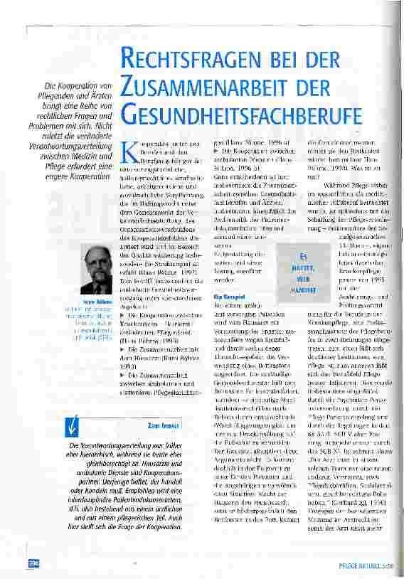 Vorschauseite 1: Rechtsfragen bei der Zusammenarbeit der Gesundheitsfachberufe