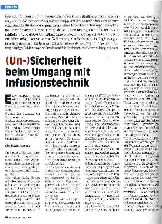 Vorschauseite 1: (Un-) Sicherheit beim Umgang mit Infusionstechnik