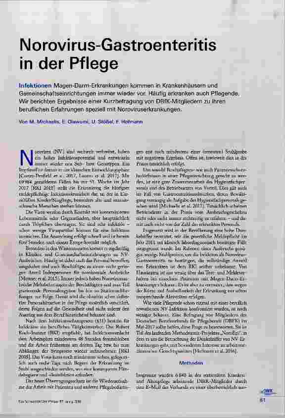 Vorschauseite 1: Norovirus-Gastroenteritis in der Pflege