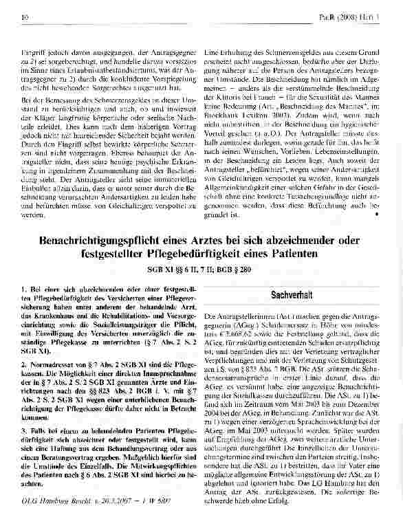 Vorschauseite 1: Benachrichtigungspflicht eines Arztes bei sich abzeichnender oder festgestellter Pflegebedürftigkeit eines Patienten
