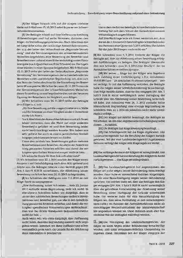 Vorschauseite 2: Entschädigung wegen Benachteiligung aufgrund einer Behinderung