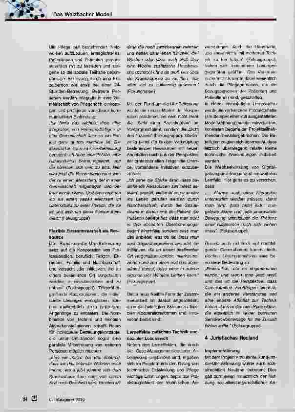 Vorschauseite 6: Das Walzbachtaler Modell: Ambulante Rund-um-die-Uhr-Betreuung für pflegebedürftige Menschen auf der Grundlage Case-Management-basierter Arbeitsweise