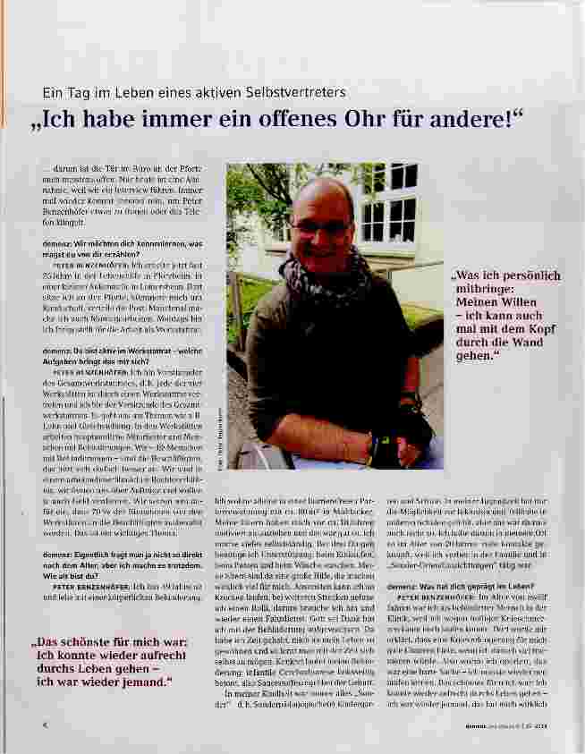 Vorschauseite 1: „Ich habe immer ein offenes Ohr für andere!“ „Was ich persönlich mitbringe:Meinen Willen ich kann auch mal mit dem Kopf durch die Wand gehen.“
