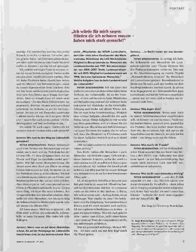 Vorschauseite 2: „Ich habe immer ein offenes Ohr für andere!“ „Was ich persönlich mitbringe:Meinen Willen ich kann auch mal mit dem Kopf durch die Wand gehen.“