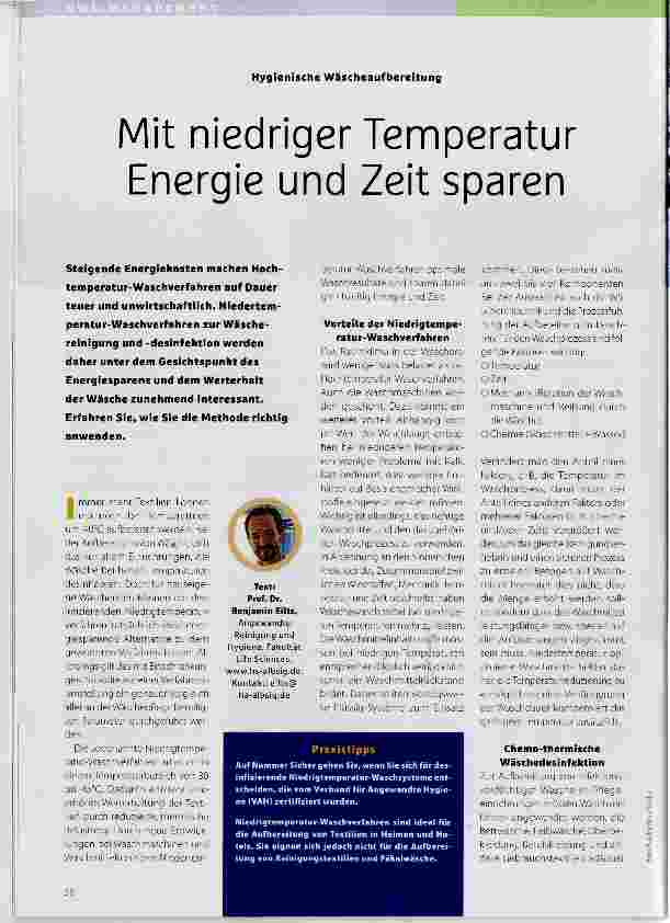 Vorschauseite 1: Mit niedriger Temperatur Energie und Zeit sparen