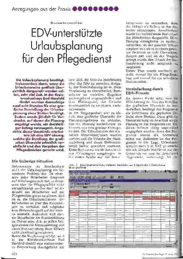 Vorschauseite 1: EDV-unterstützte Urlaubsplanung für den Pflegedienst