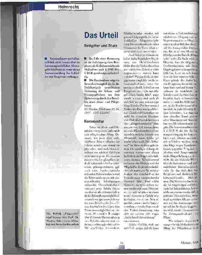 Vorschauseite 1: Das Urteil Bettgitter und Sturz