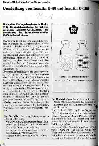 Vorschauseite 1: Umstellung von Insulin U-40 auf Insulin U-100